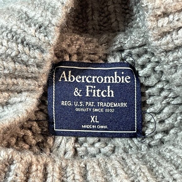 Abercrombie & Fitch Mock Neck Long Sleeve Gray Pullover Knit Sweater XL Ribbed - Picture 9 of 12